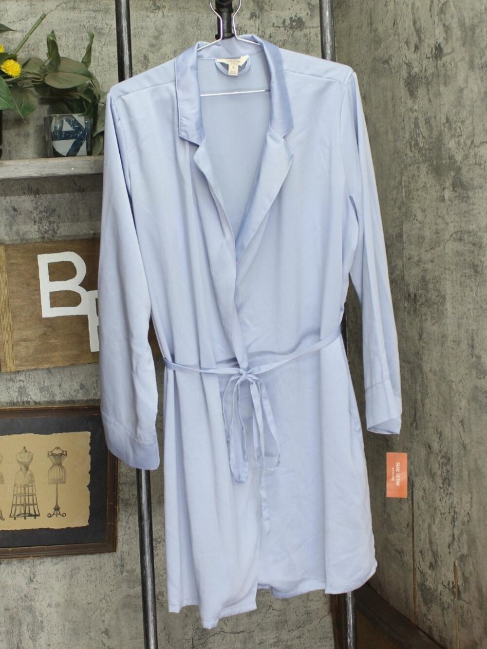 Blue State Of Day Silk Touch Self Tie Robe 100180215Ms Eventide Xl Sz XL